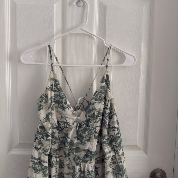 Abercrombie French Toile Green & White Spaghetti Strap Maxi Dress - Picture 2 of 9